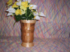 turned cherry vase with flowers